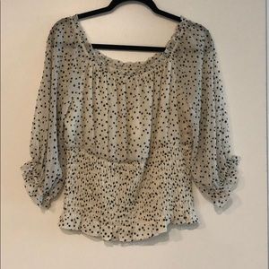 Anthropologie polka dot smocked blouse